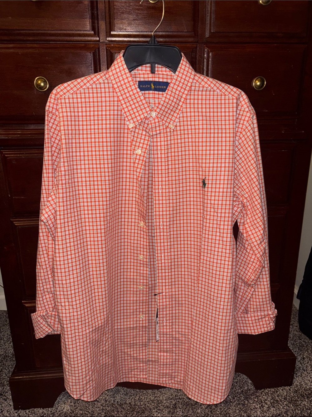Ralph Lauren Orange Plaid Button-Down Shirt - New with Tags